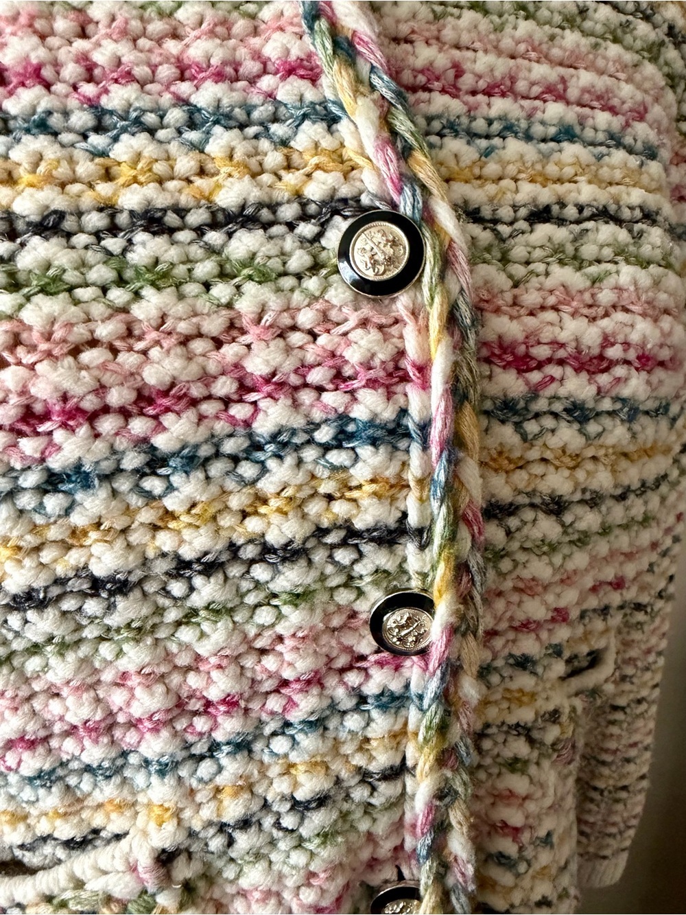ba&sh Bianca Multicolor Striped Knit Cropped Cardigan Size Large - Picture 14 of 16